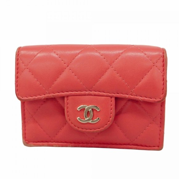 Chanel Matelasse Lambskin Tri-fold Wallet, Pink, Women's, P1132649 - Picture 1 of 10
